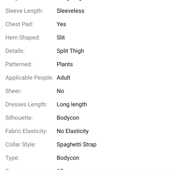 Turquoise, Sleeveless, plants pattern , split thigh, long lenth, bodyco… - Picture 9 of 14